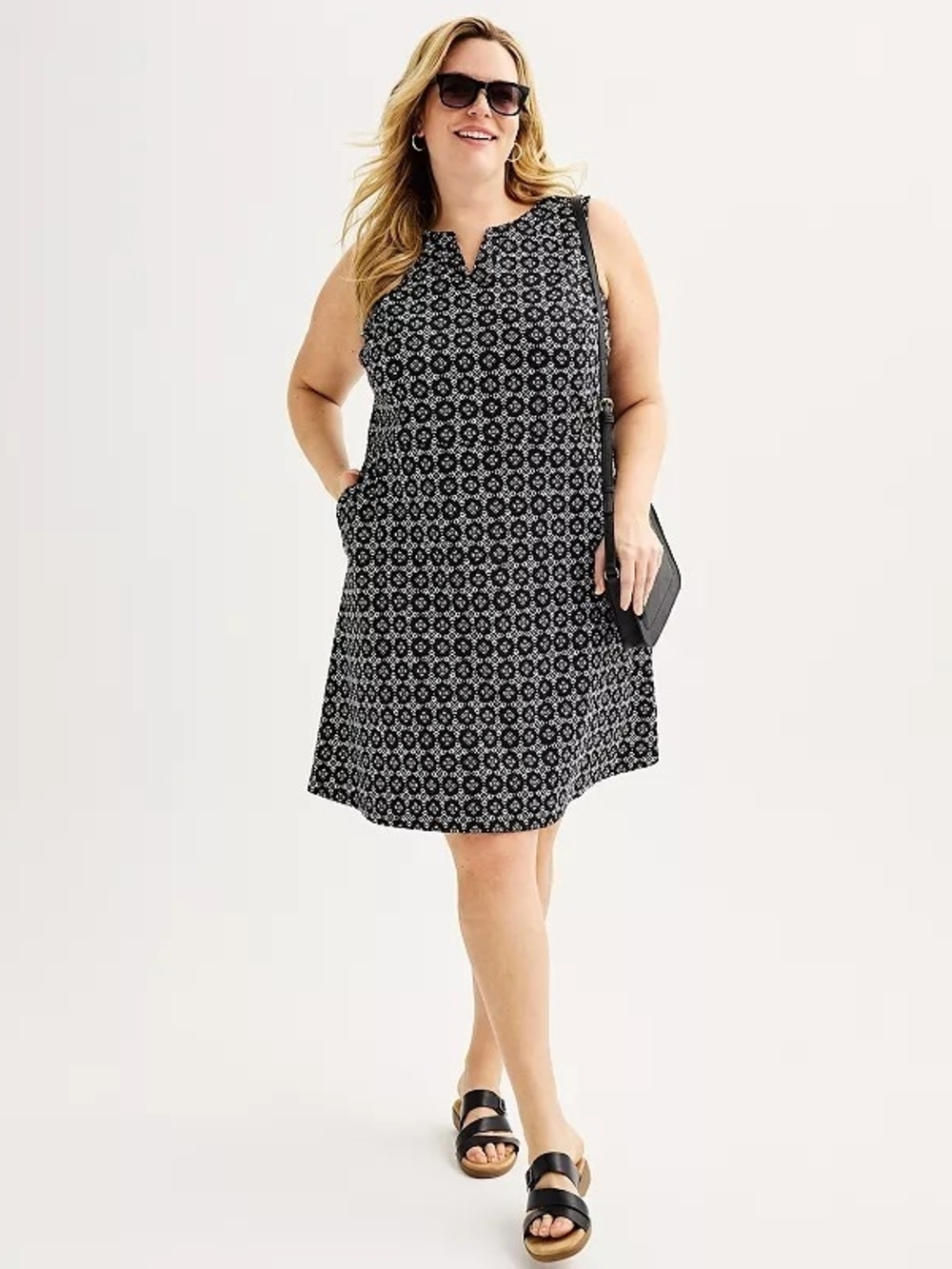 Plus Size Croft & Barrow® Sleeveless Y-Neck Ponte Dress With Pockets Sz 1X